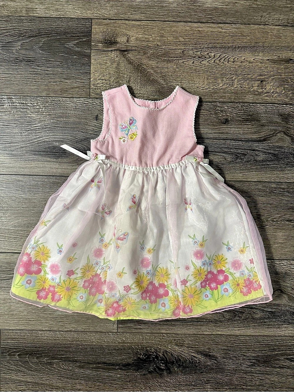 Youngland Floral Girls' Dress in Pink & White Size 4T